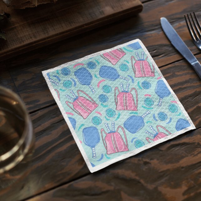 Pickleball Paddles and Balls Blue  Napkin (Creator Uploaded)