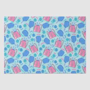 Pickleball Paddles and Balls Blue Small Tissue Paper