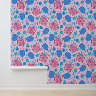 Pickleball Paddles and Balls Pink Preppy  Wallpaper