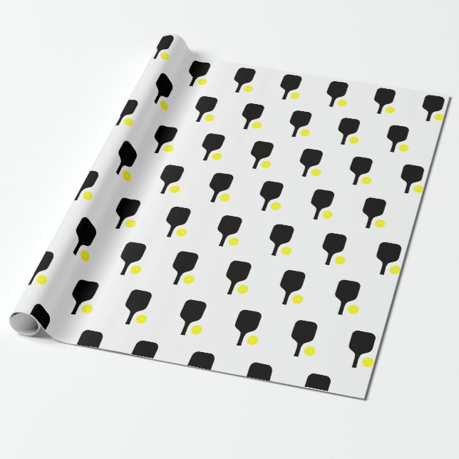 Pickleball paddles & balls wrapping paper (Unrolled)
