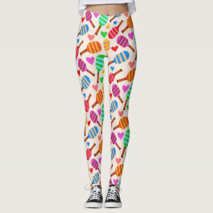 Pickleball Paddles Pattern with Hearts  Leggings