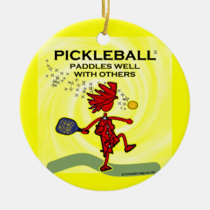 Pickleball Paddles Well With Others Ceramic Tree Decoration