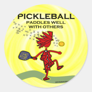 Pickleball Paddles Well With Others Classic Round Sticker