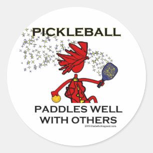 Pickleball Paddles Well With Others Classic Round Sticker