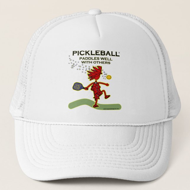 Pickleball Paddles Well With Others Trucker Hat (Front)