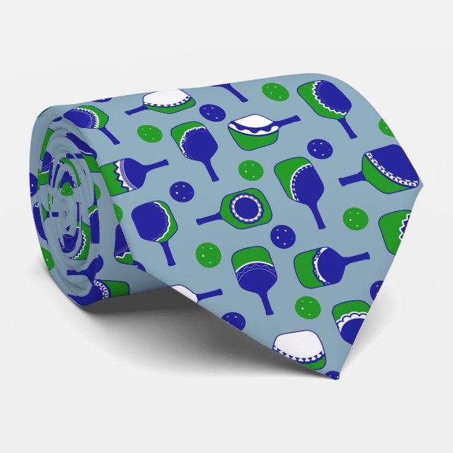 Pickleball Paddles with Fun Cutouts Blue & Green Tie (Rolled)