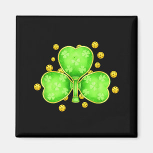 Pickleball paddy lucky paddle clovers and court  magnet