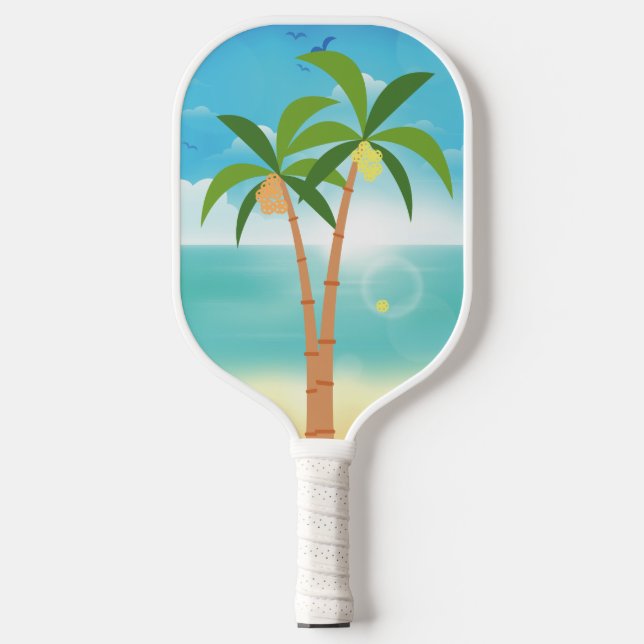 Pickleball Paradise Palm Trees Paddle (Front)
