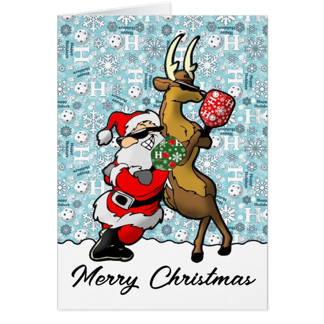 Pickleball Partners Christmas Santa and Reindeer (Front)