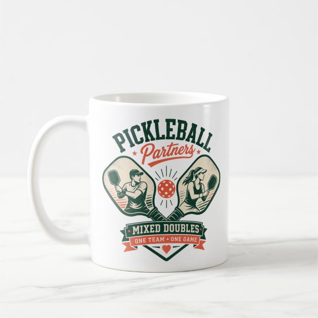 Pickleball Partners Mixed Doubles Coffee Mug (Left)