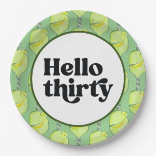 Pickleball Party 30th Birthday with Beer Paper Plate