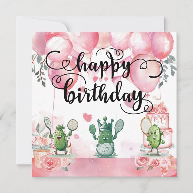 Pickleball Party 4th  Birthday  Card (Front)