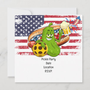 Pickleball Party 4th July Independence Day America Save The Date