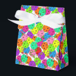 Pickleball Party Colourful Balloons  Favour Box<br><div class="desc">Festive pickleball party gift favour box bag for any pickleball player with colourful confetti and pickleball balloons on a white background. Blue, red, bright green, yellow, pink, and purple balloons made from pickleball balls. Colourful pickleball-themed birthday, anniversary, thank you, end-of-rec season party, congratulations, tournament gift bag favour box for your...</div>