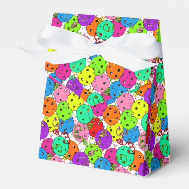 Pickleball Party Colourful Balloons  Favour Box (Front Side)