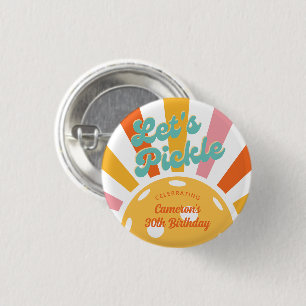 Pickleball Party Colourful Retro Sun burst Custom 3 Cm Round Badge