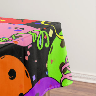 Pickleball Party Confetti and Balloons on Black Tablecloth