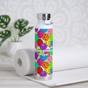 Pickleball Party Confetti and Balloons Personalise Water Bottle