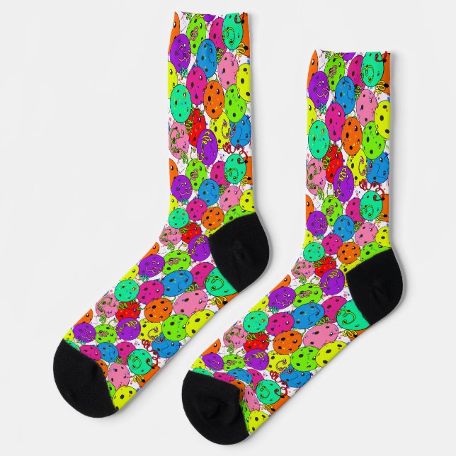 Pickleball Party Confetti and Pickleball Balloons  Socks (Left)