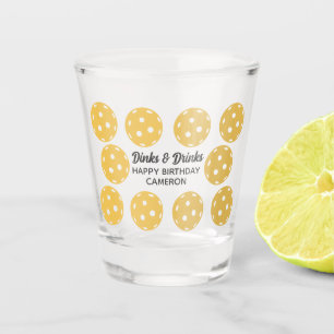 Pickleball Party Dinks & Drinks Personalised Text Shot Glass