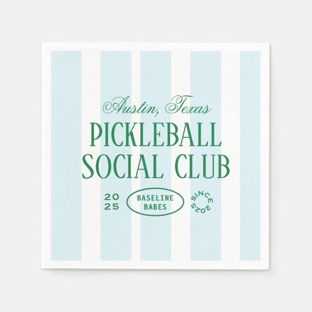 Pickleball Party Favour Napkins in Green & White (Front)
