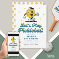 Pickleball Party Funny Pickleball Cartoon Mascot
