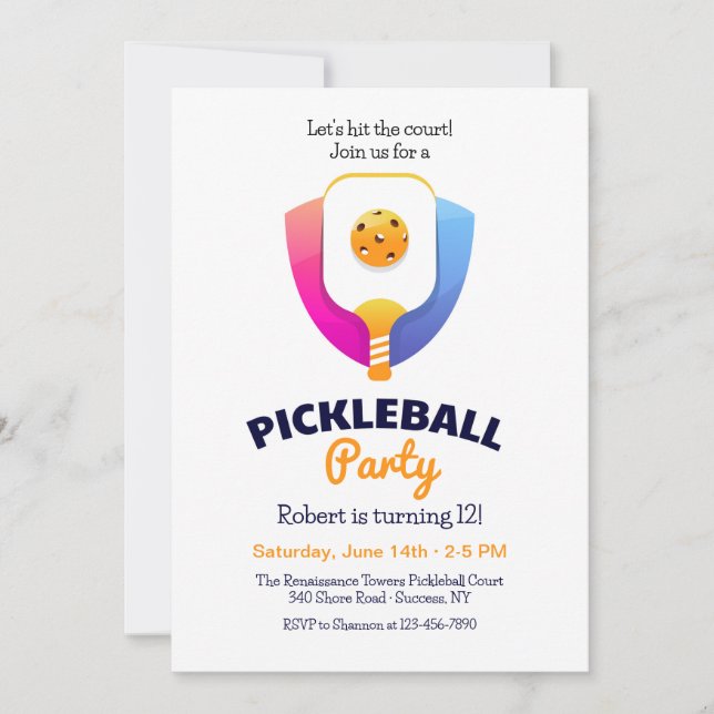 Pickleball Party Invitation (Front)