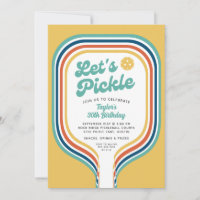 Pickleball Party Let's Pickle Retro Rainbow Stripe