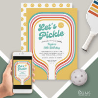 Pickleball Party Let's Pickle Retro Rainbow Stripe