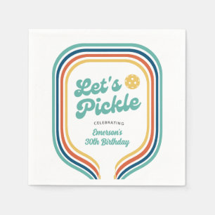 Pickleball Party Let's Pickle Retro Rainbow Stripe Napkin