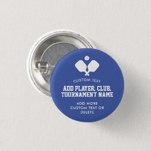 Pickleball Party Paddles Blue White Custom 3 Cm Round Badge