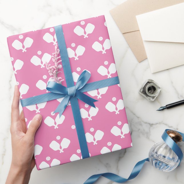 Pickleball Party Paddles Pink White Ball Gift  Wrapping Paper (Gifting)