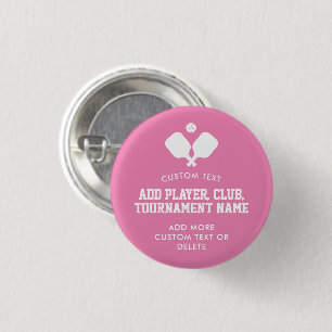 Pickleball Party Paddles Pink White Custom 3 Cm Round Badge