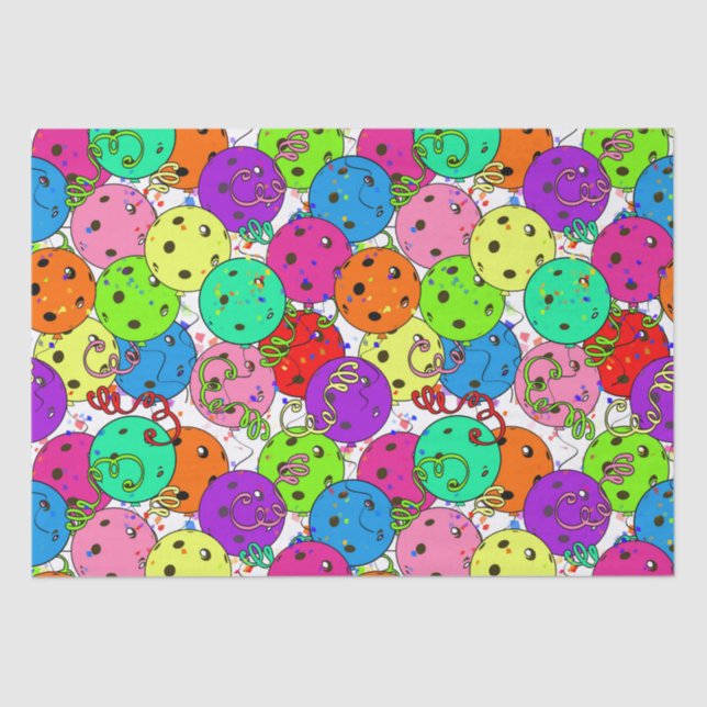 Pickleball Party Pickleball Balloons on White  Tissue Paper (Front)