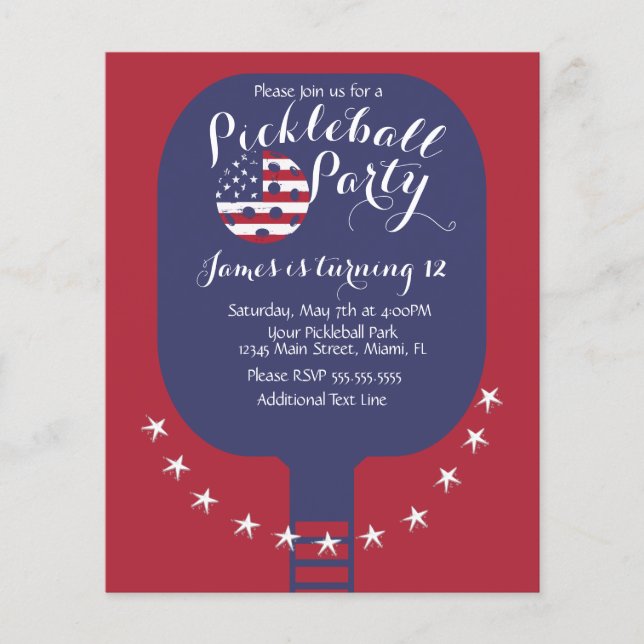 Pickleball Party Stars and Stripes Patriotic Flyer (Front)