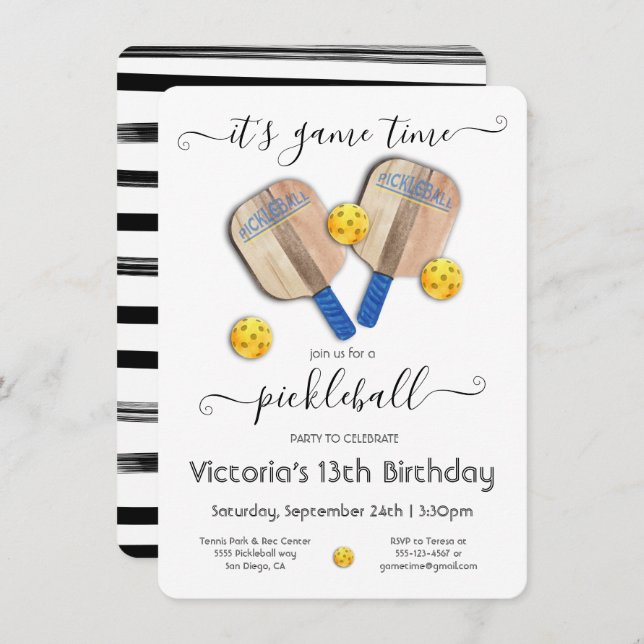 Pickleball Party Tournament Invitation (Front/Back)