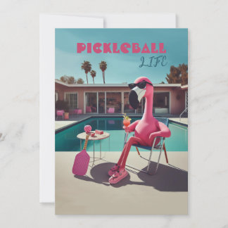 Pickleball Party Tournament Invitations Flamingo