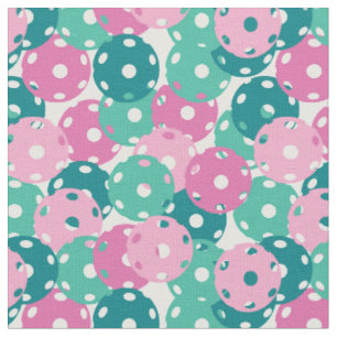 Pickleball - pastel pink and minty on white fabric