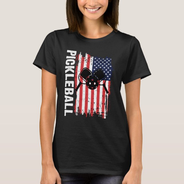 Pickleball Patriotic US Flag 4th Of July  1 T-Shirt (Front)