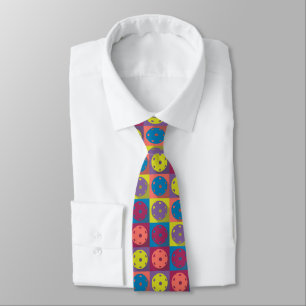 Pickleball pattern on squares neck tie