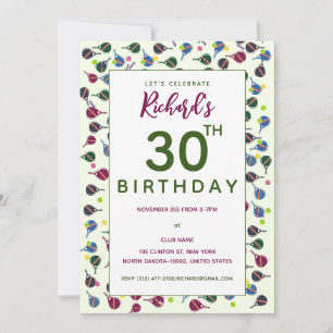 Pickleball Pattern Style Colourful Pickleball Birt Invitation