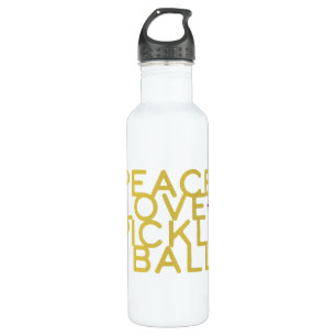 Pickleball Peace and Love Yellow Water Bottle
