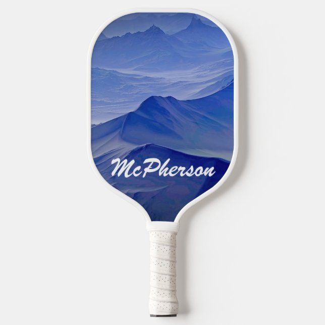 Pickleball personalise with Name Blue Background Paddle (Front)