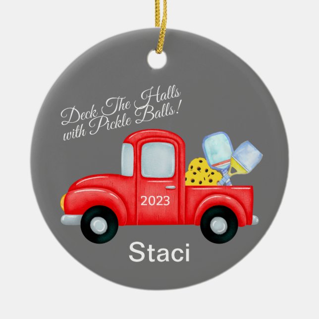 Pickleball Personalised Christmas Ornament for Pic (Front)