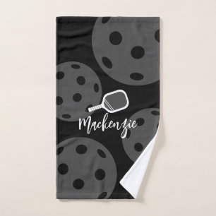 Pickleball Personalised Gear Black Grey Hand Towel