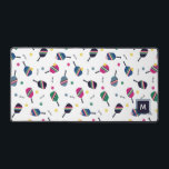 Pickleball Personalised Monogram Blue Green Pink Desk Mat<br><div class="desc">This personalised,  monogrammed desk mat features a vibrant,  fun pattern with striped pickleball paddles,  balls and the word "dink!." In shades of blue,  green,  pink and yellow. Makes a wonderful gift! Part of a collection from Parcel studios.</div>