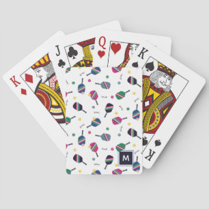 Pickleball Personalised Monogram Blue Green Pink Playing Cards