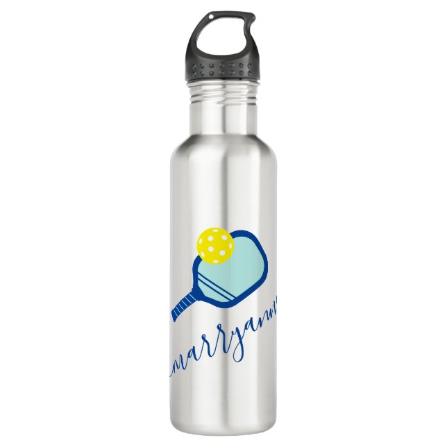 Pickleball Personalised Name on Blue 710 Ml Water Bottle (Front)