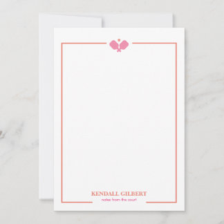 Pickleball Personalised Notecard | Pink and Coral