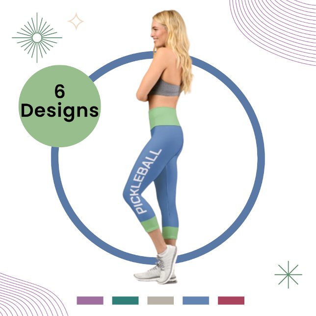 Pickleball Personalised Sage-Blue High Waisted Capri Leggings (Creator Uploaded)